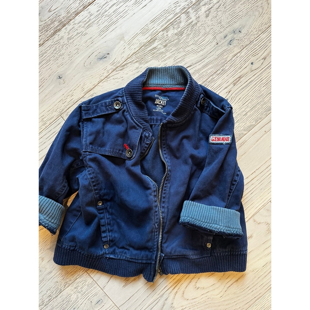 Genuine Kids from OshKosh Navy Blue Cotton Bomber Jacket Boys 18M Utility Zip Up